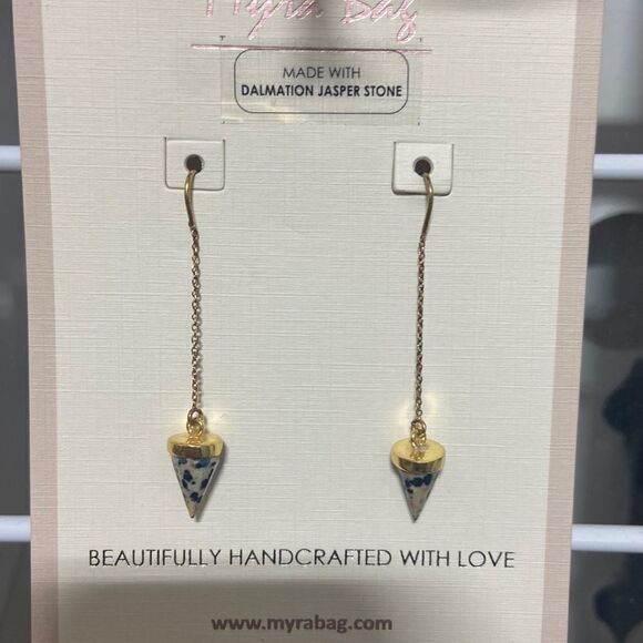 Dalmatian jasper stone earrings‎ - Picture 1 of 2